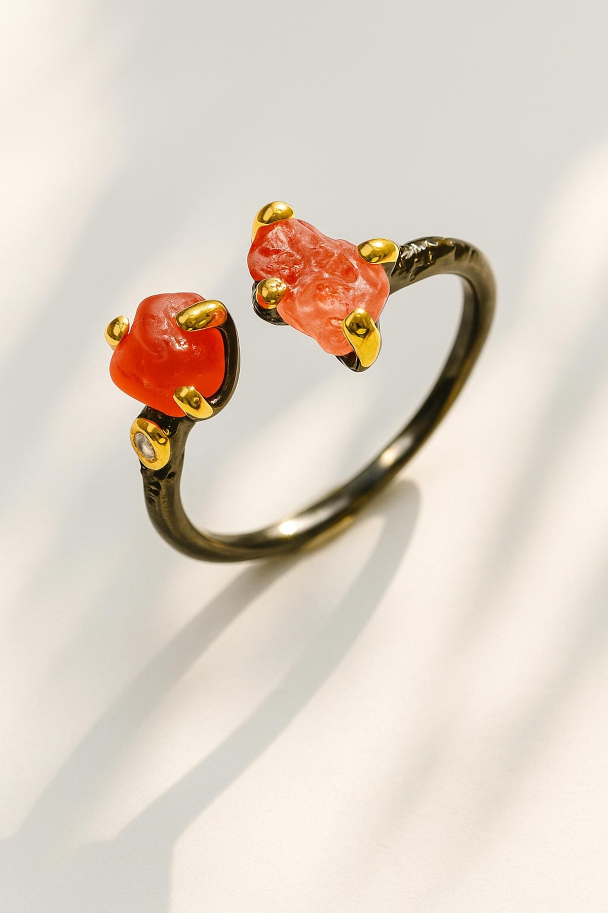925 Sterling Silver Red Spinel Ring, side view