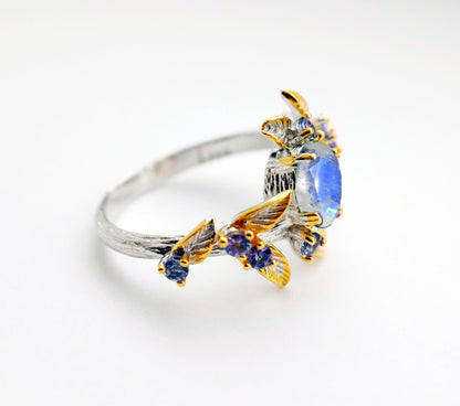925 Sterling Silver Tanzanite Ring, side view