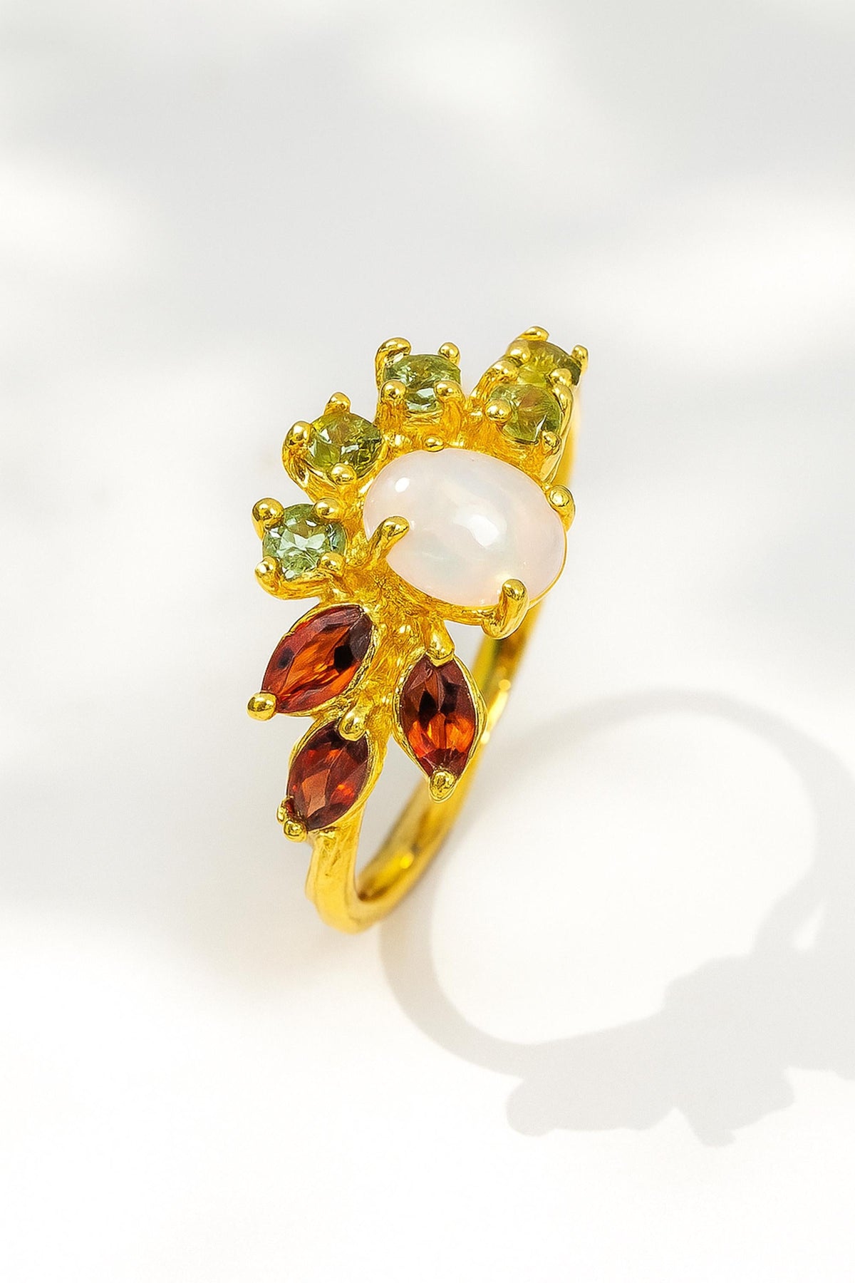 925 Sterling Silver White Opal Ring, additional angle