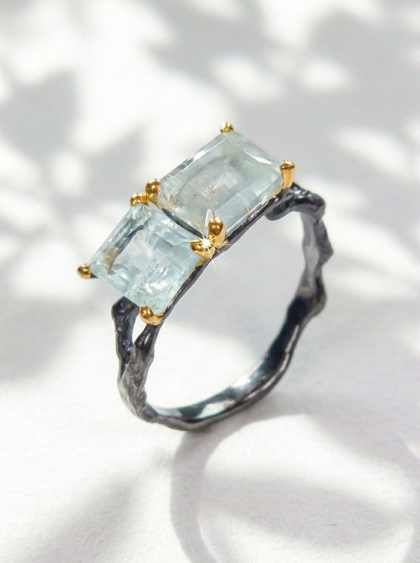 925 silver aquamarine toi et moi ring