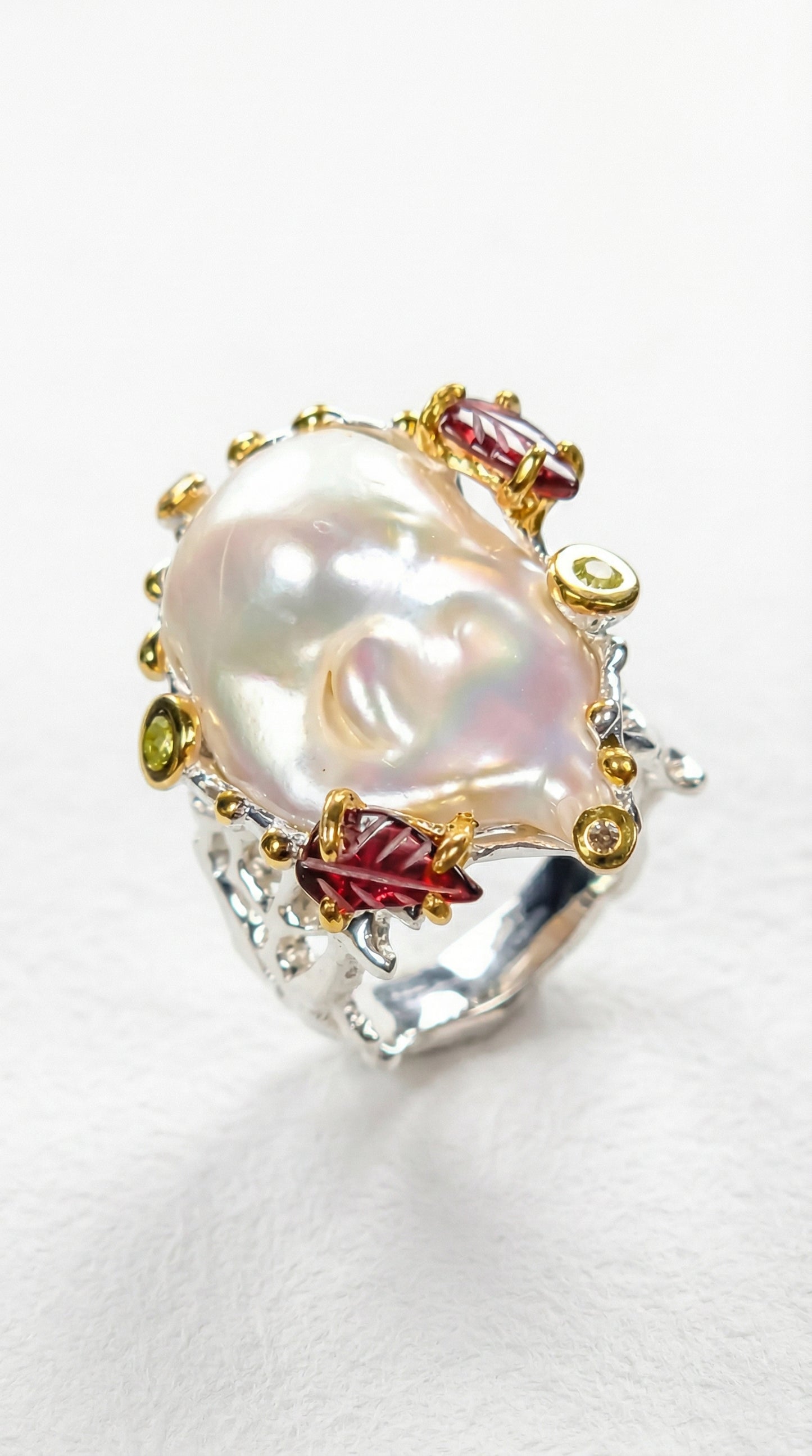 925 silver chunky baroque pearl ring