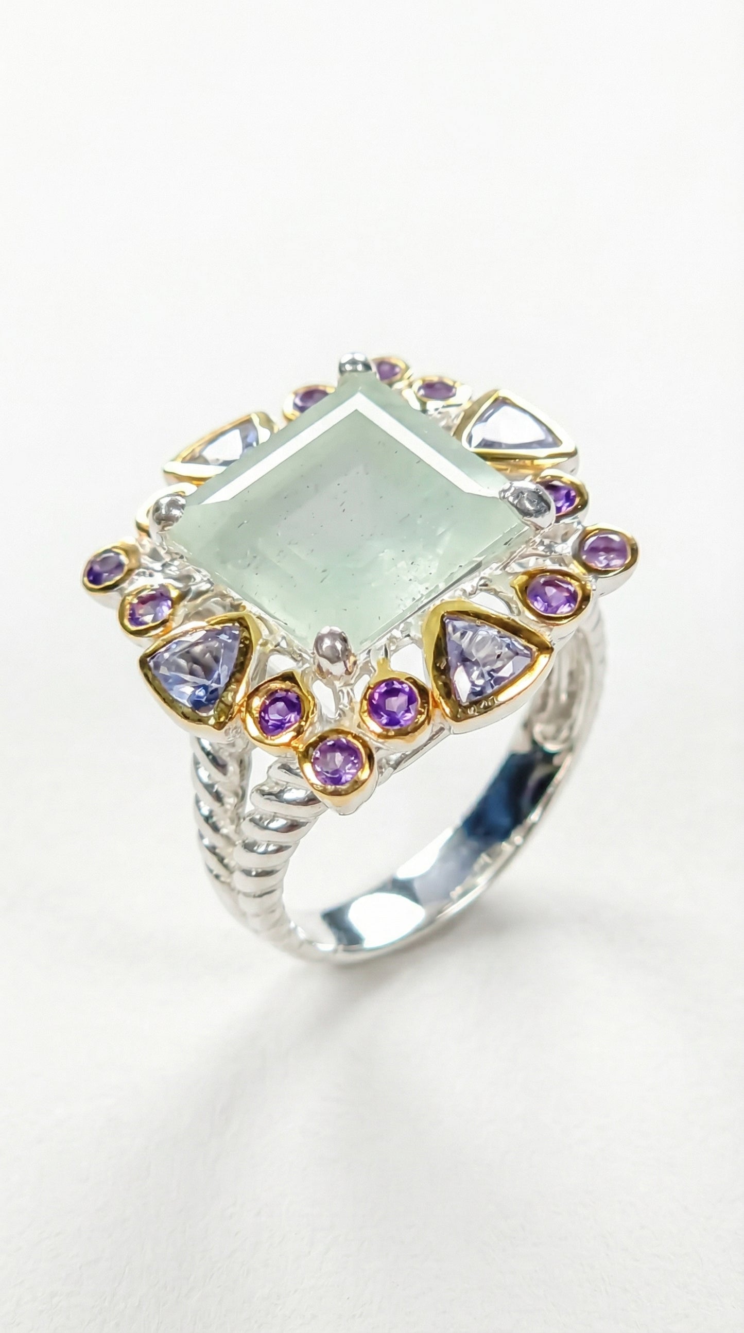925 silver aquamarine halo ring