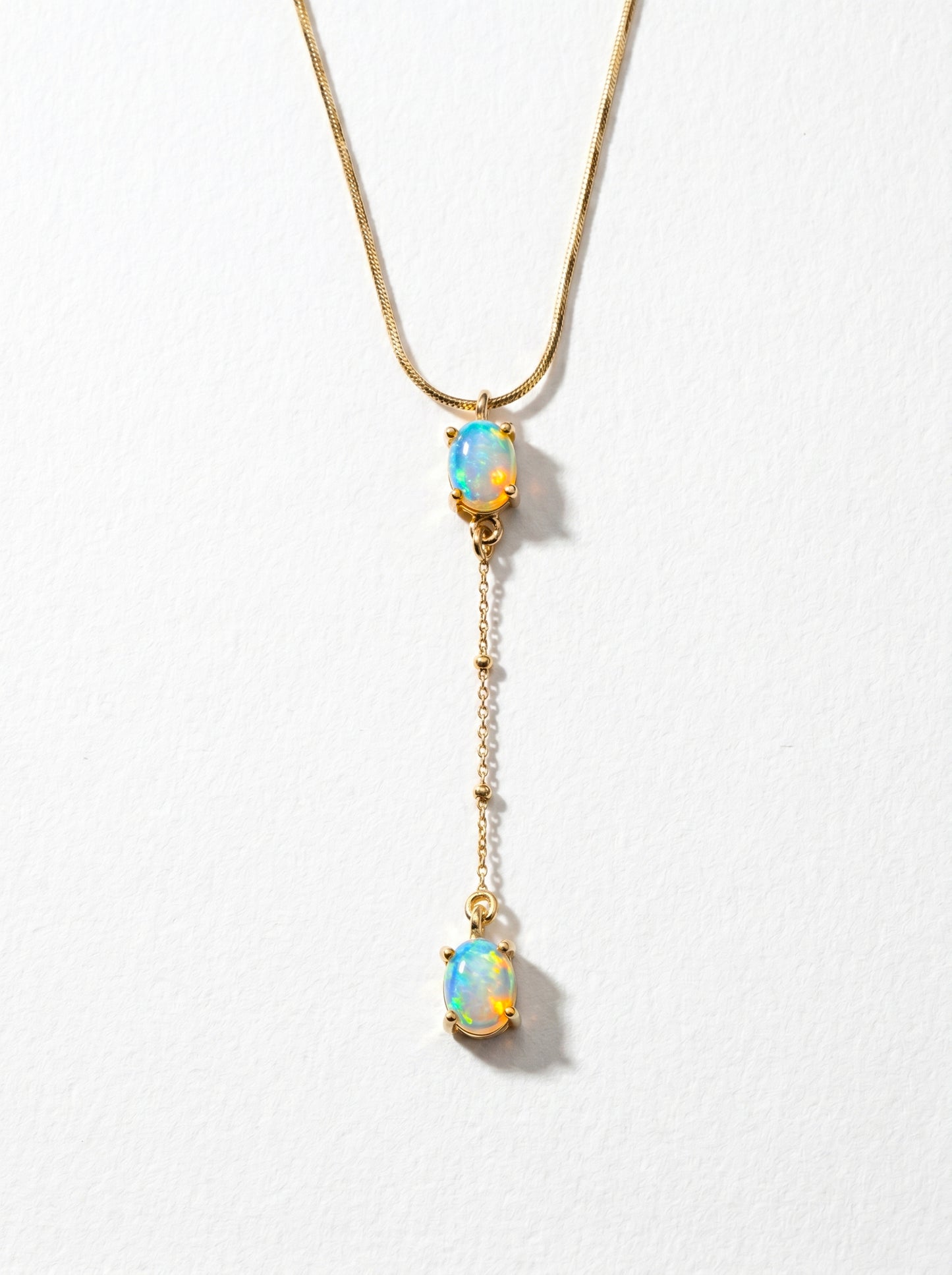 925 sterling silver lariat Y opal necklace, main product image
