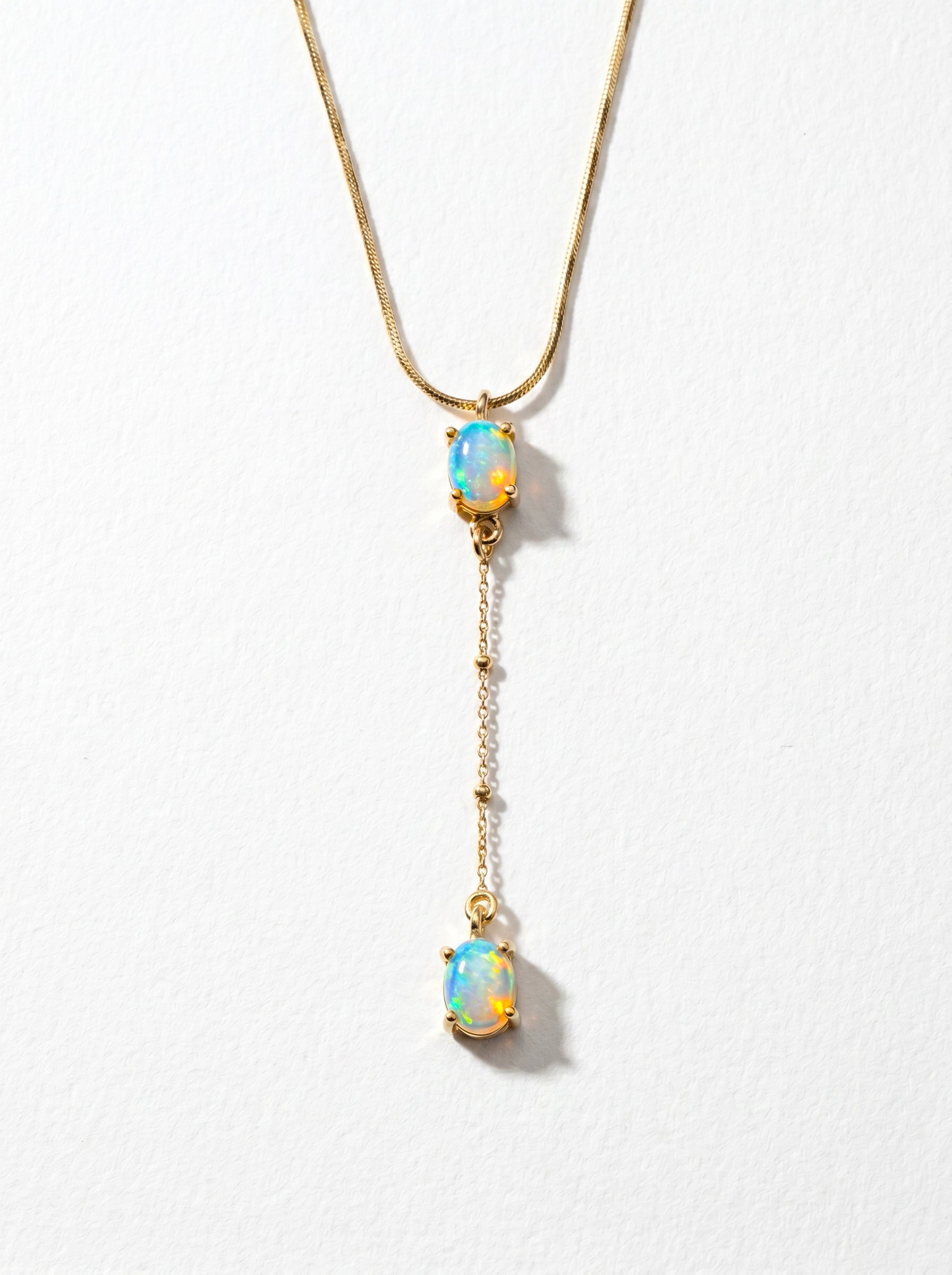 925 sterling silver lariat Y opal necklace, main product image