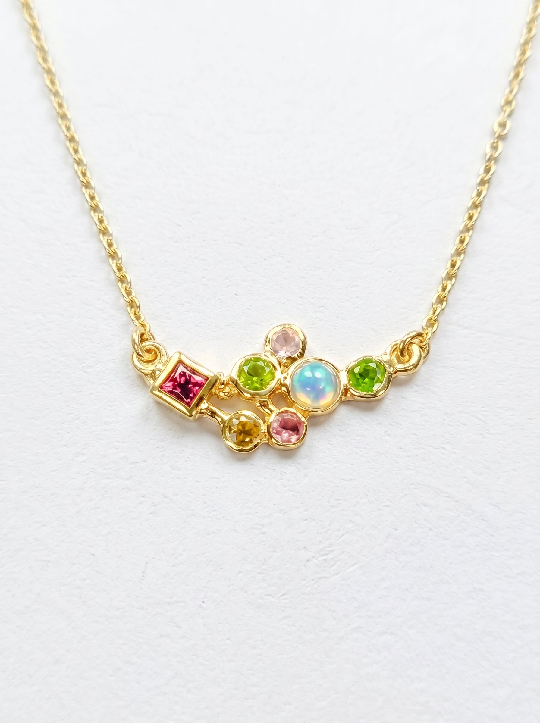 925 sterling silver cluster gemstone necklace, main product image