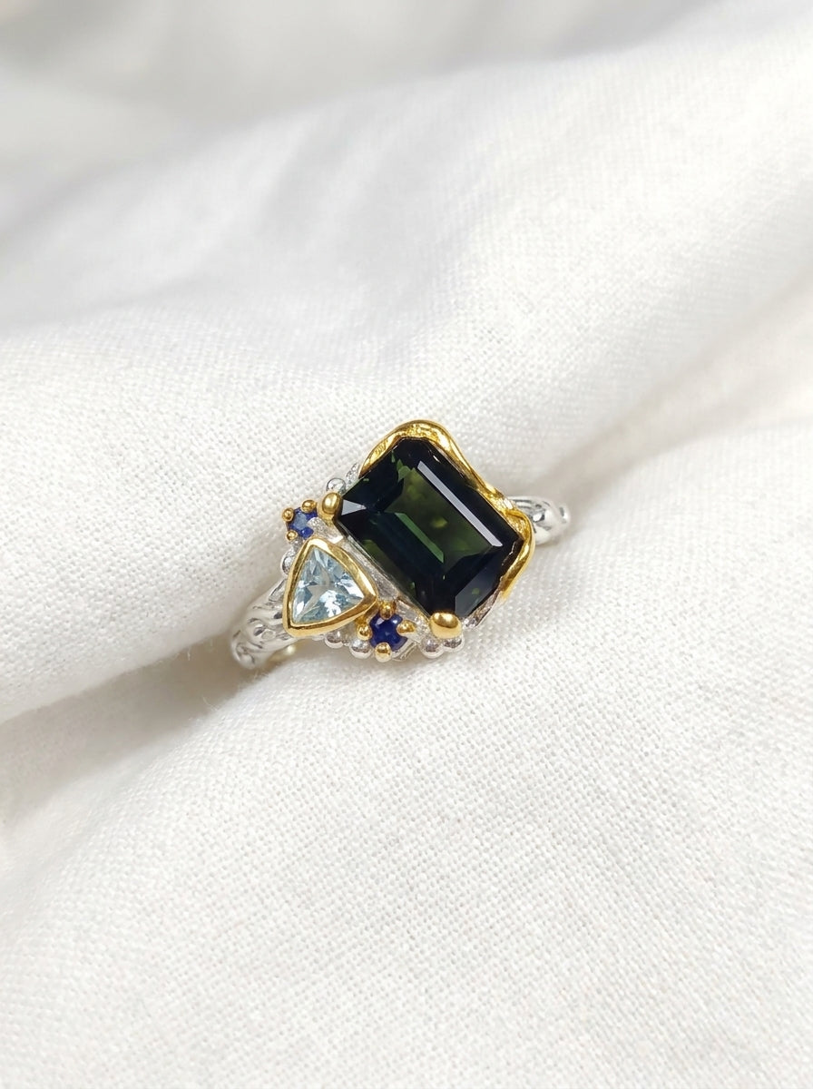 925 Sterling Silver Toi Et Moi Tourmaline Ring, additional angle
