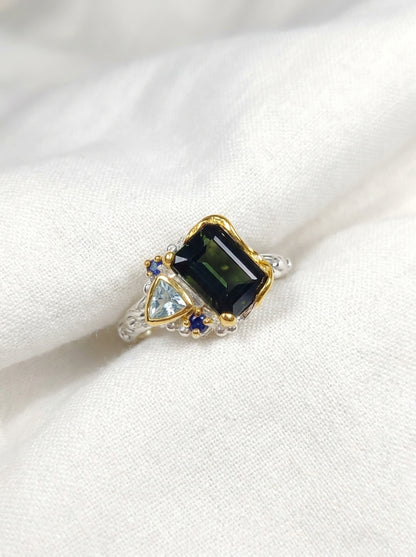 925 Sterling Silver Toi Et Moi Tourmaline Ring, additional angle