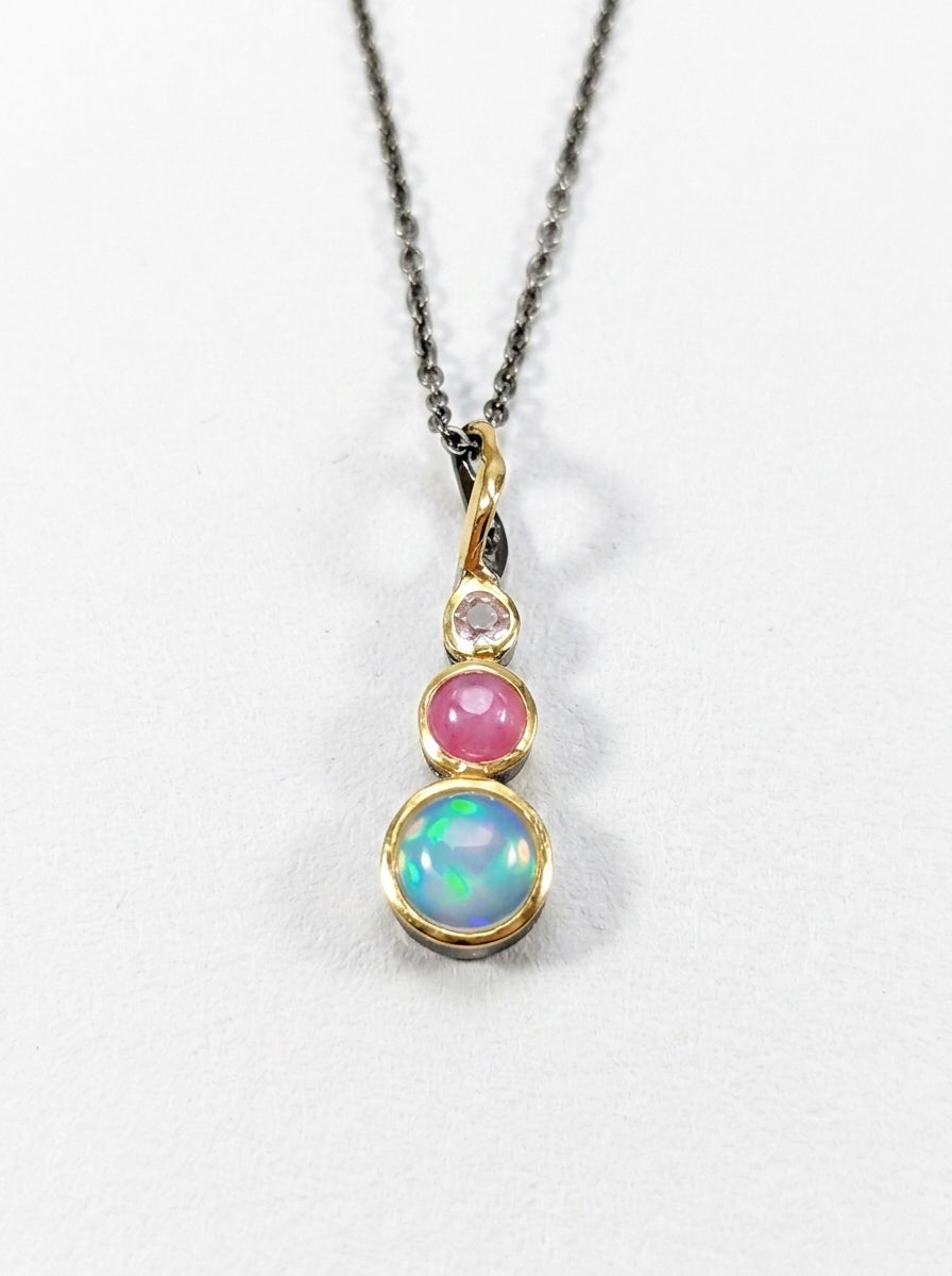 925 silver rainbow opal pendant