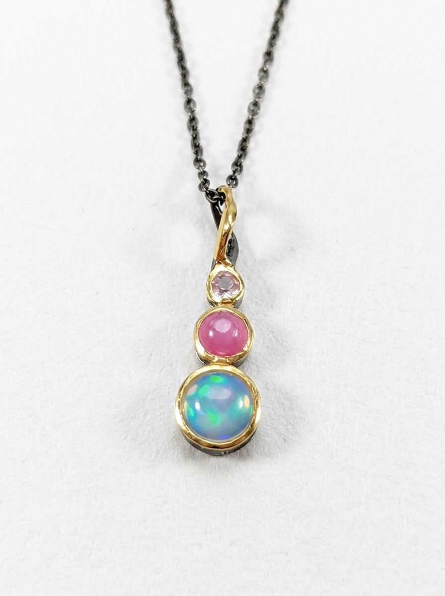 925 silver rainbow opal pendant