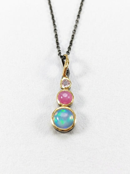 925 silver rainbow opal pendant
