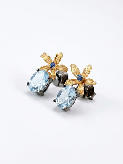925 Silver Topaz Flower Earrings