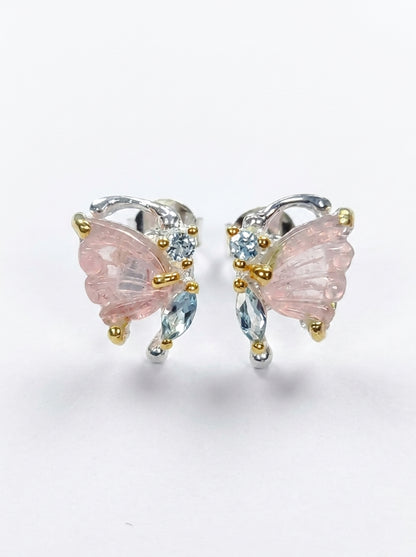 925 Silver Tourmaline Topaz Butterfly Stud Earrings