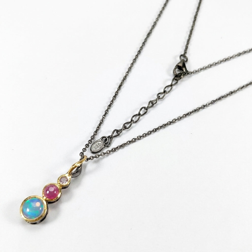 925 silver rainbow opal pendant