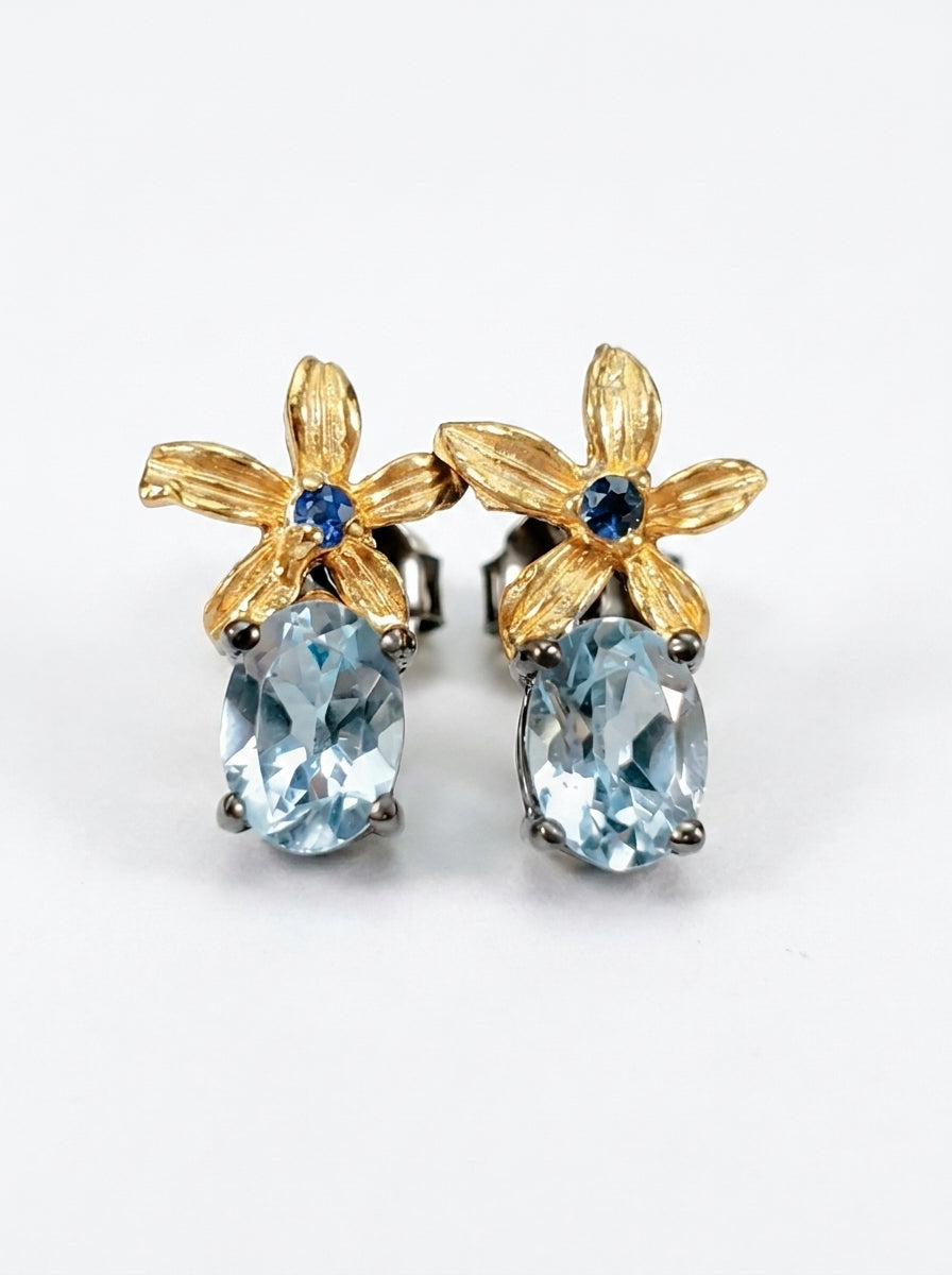 925 Silver Topaz Flower Earrings
