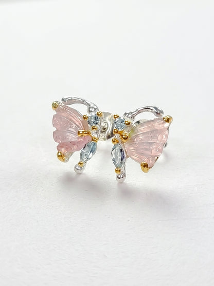 925 Silver Tourmaline Topaz Butterfly Stud Earrings