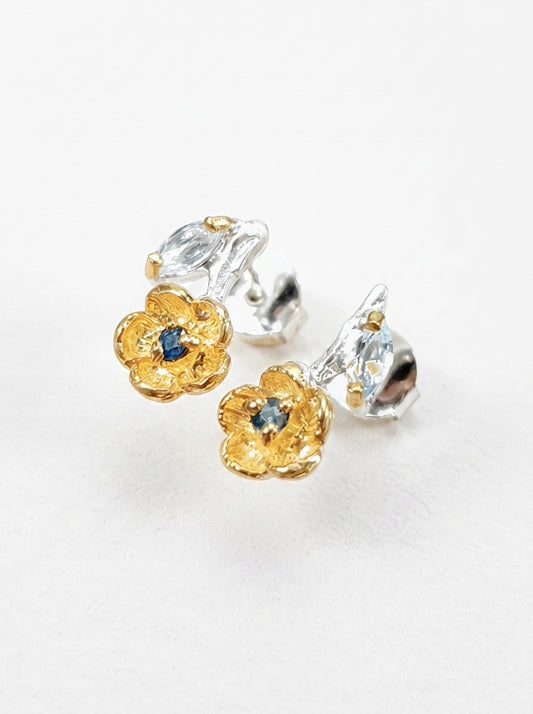 925 Silver Topaz Flower Earrings