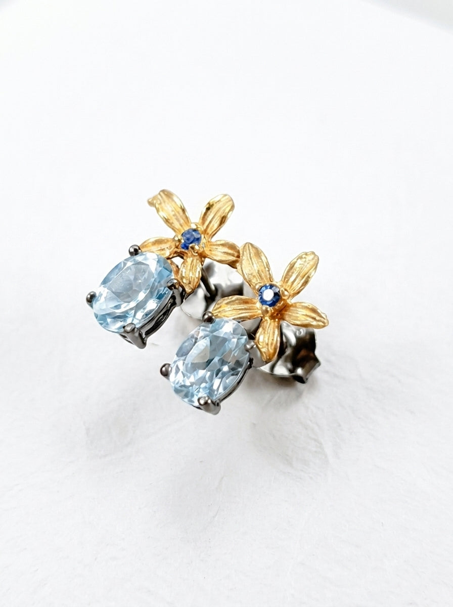 925 Silver Topaz Flower Earrings