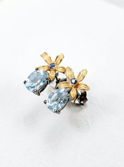 925 Silver Topaz Flower Earrings