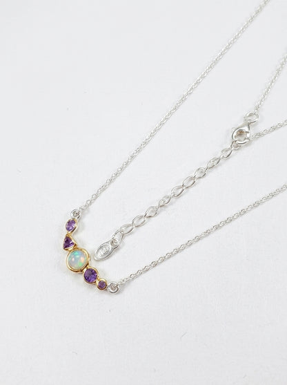 925 silver opal amethyst necklace