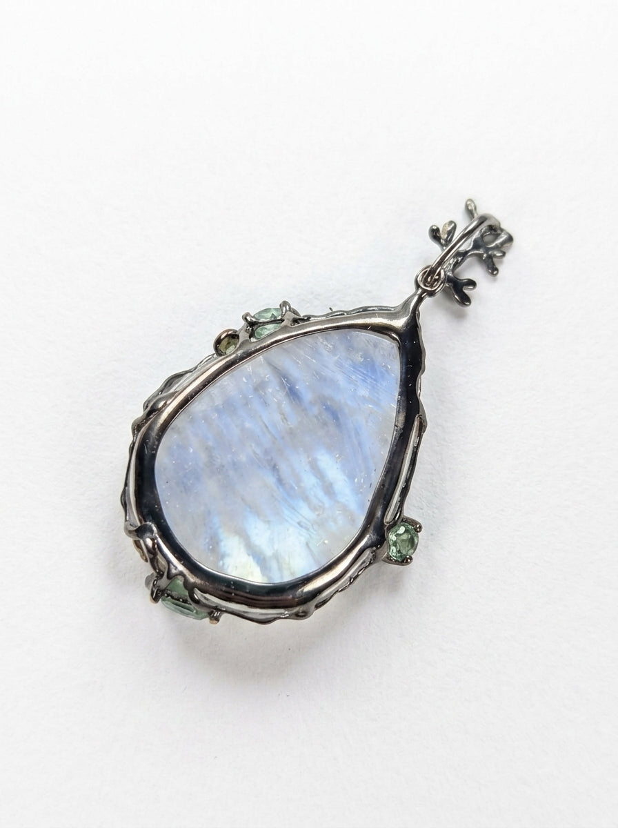925 Silver Moonstone Leaves Necklace