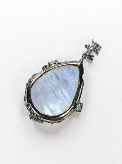 925 Silver Moonstone Leaves Necklace
