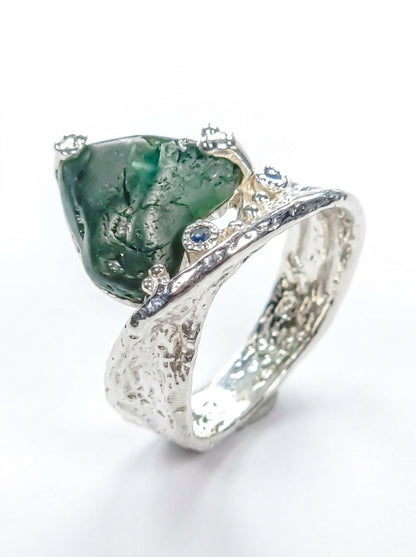 925 Silver Raw Apatite Organic Ring