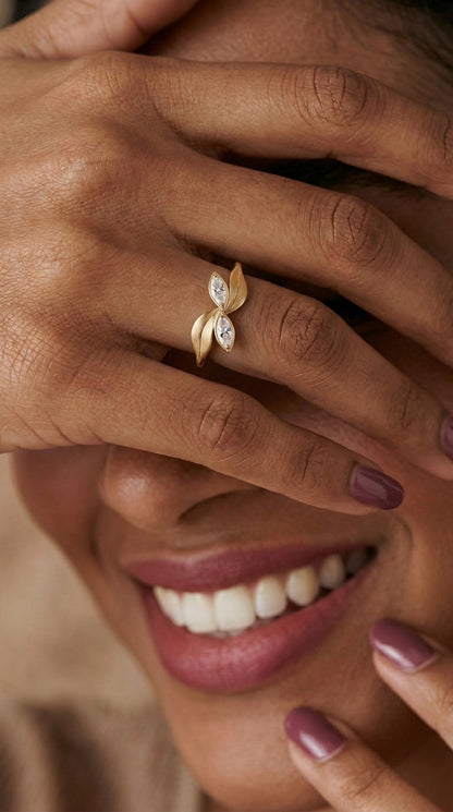 14K Gold Toi Et Moi Diamond Ring