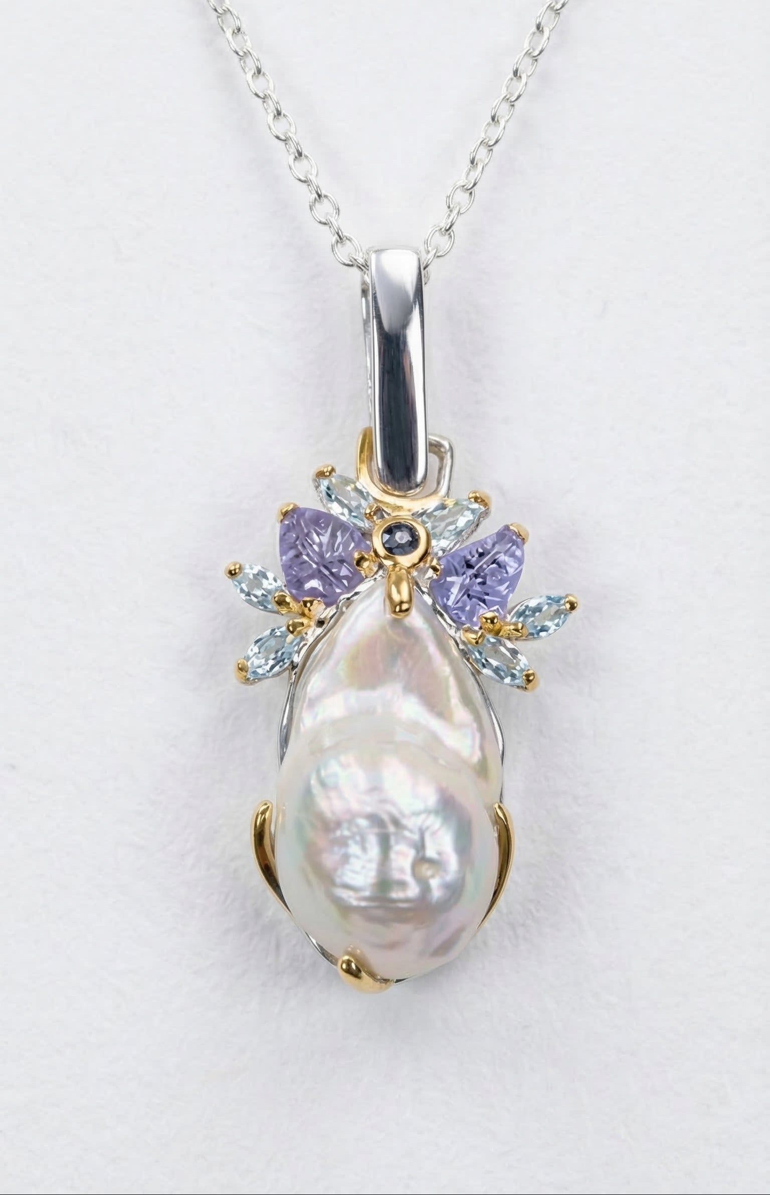 925 silver baroque pearl necklace, main product image