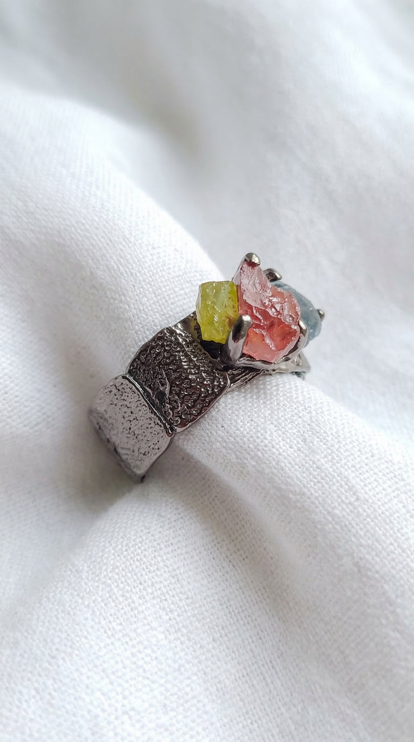 925 silver raw tourmaline ring for men