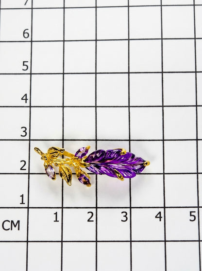 925 silver carved amethyst leaf necklace