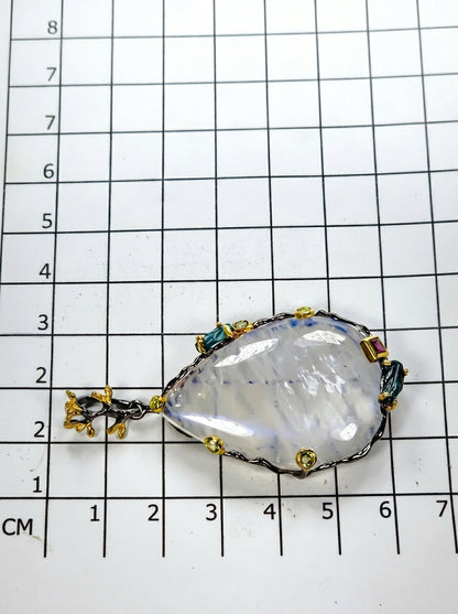 925 Silver Moonstone Leaves Necklace