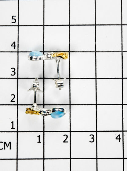 925 Silver Larimar Leaves Earrings