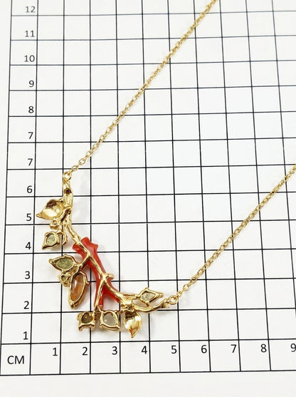 925 silver red coral statement necklace