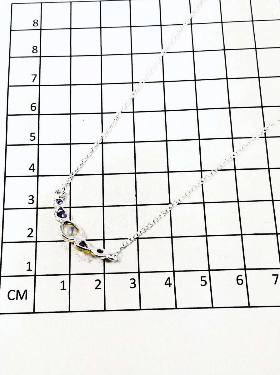 925 silver opal amethyst necklace