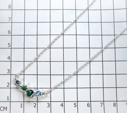 925 sterling silver cluster black opal necklace, worn view