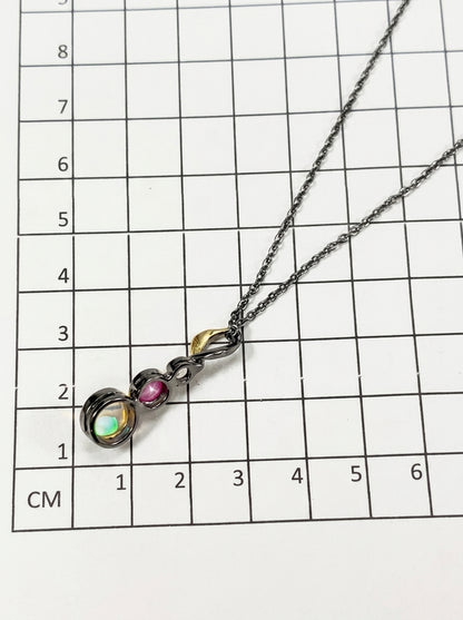 925 silver rainbow opal pendant