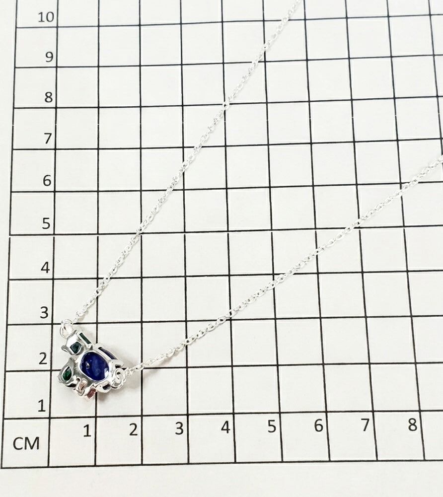 925 silver blue sapphire cluster necklace