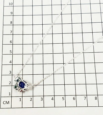 925 silver blue sapphire cluster necklace