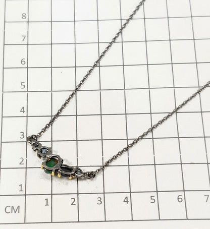 925 silver bar black opal necklace