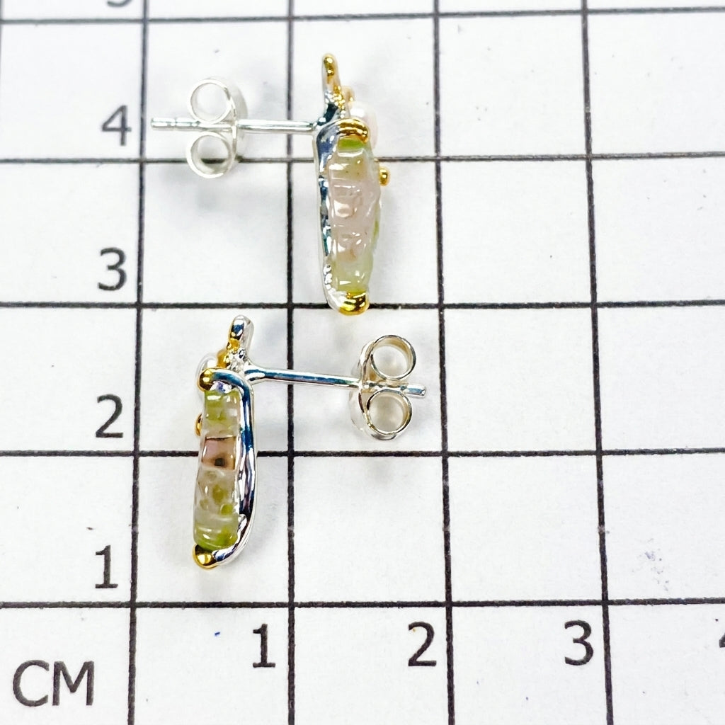 925 Silver Tourmaline Pearl Butterfly Stud Earrings