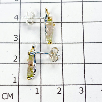 925 Silver Tourmaline Pearl Butterfly Stud Earrings