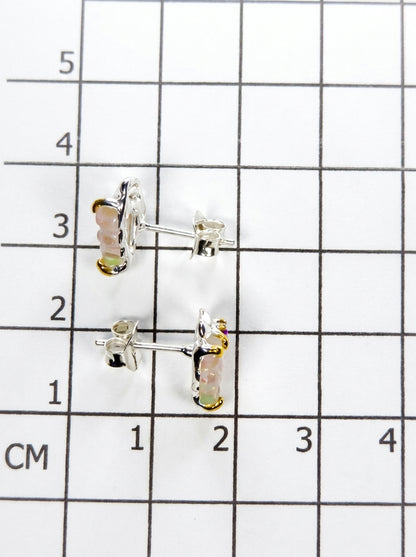 925 Silver Watermelon Tourmaline Butterfly Stud Earrings