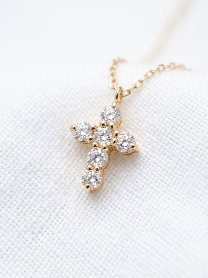 14K Gold Diamond Cross Pendant