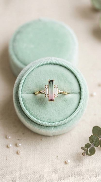 14K Gold Watermelon Tourmaline Ring