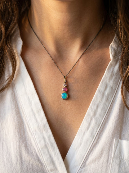 925 silver rainbow opal pendant