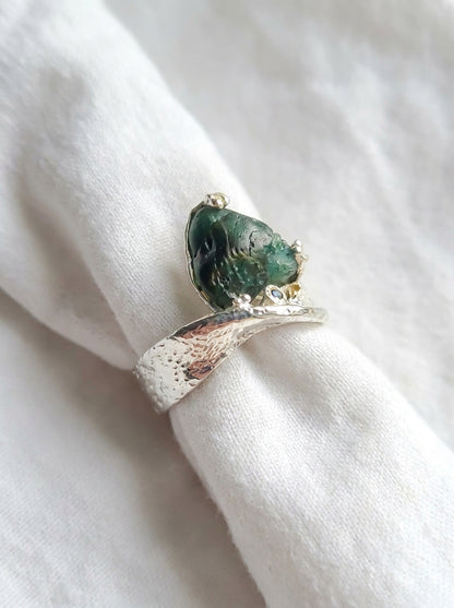 925 Silver Raw Apatite Organic Ring