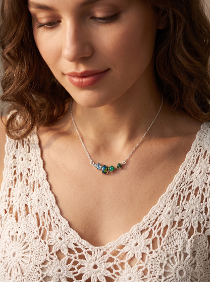 925 sterling silver cluster black opal necklace, pendant detail