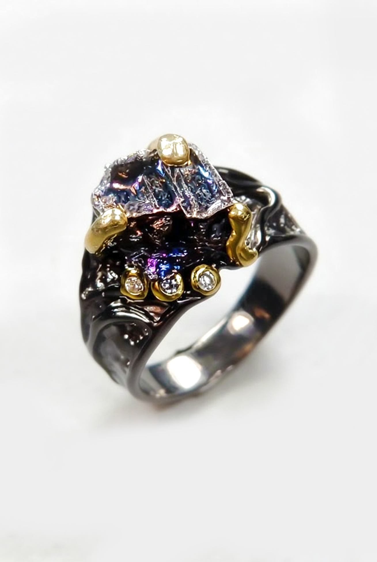 925 Sterling Silver Raw Bismuth Ring, main product image