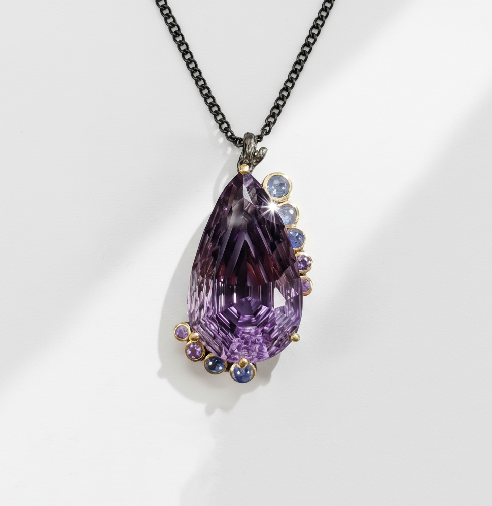 925 sterling silver fancy amethyst necklace