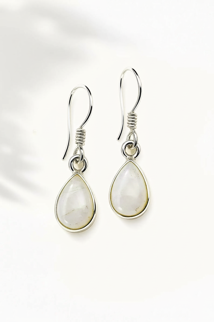 925 Sterling Silver Moonstone Teardrop Earrings